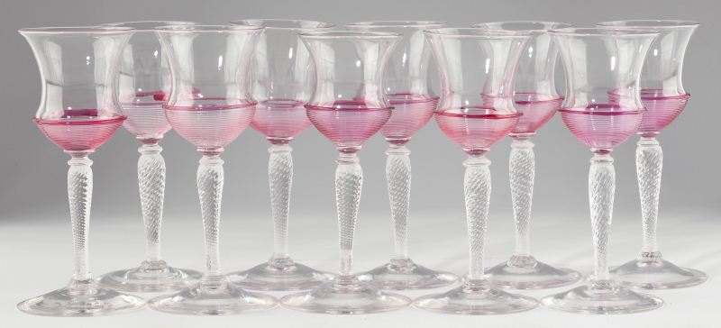 Set of Ten Steuben Wine Glassessigned