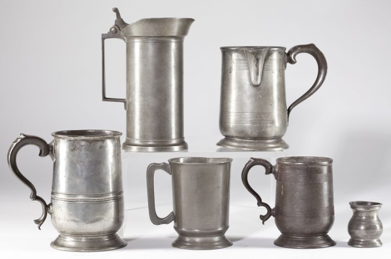 Six 19th century Pewter Articlesto include: