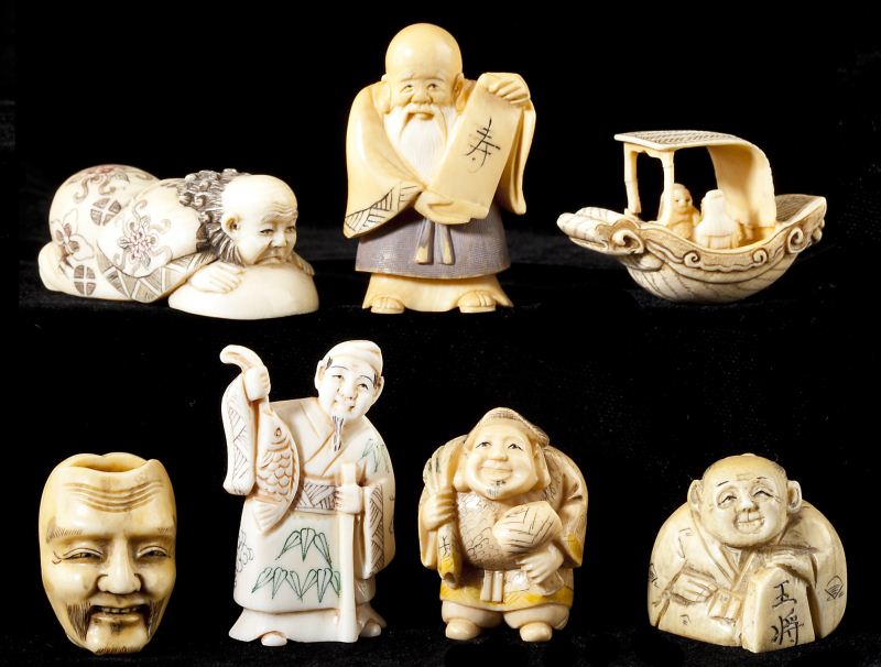 Group of Seven Japanese Figural