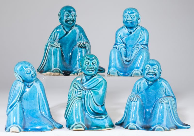 Five Chinese Turquoise Glazed Figuresexport