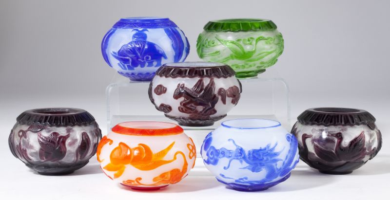 Seven Chinese Peking Glass Bowlsearly