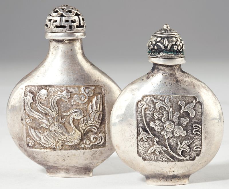 Two Chinese Silver Snuff Bottlestouch