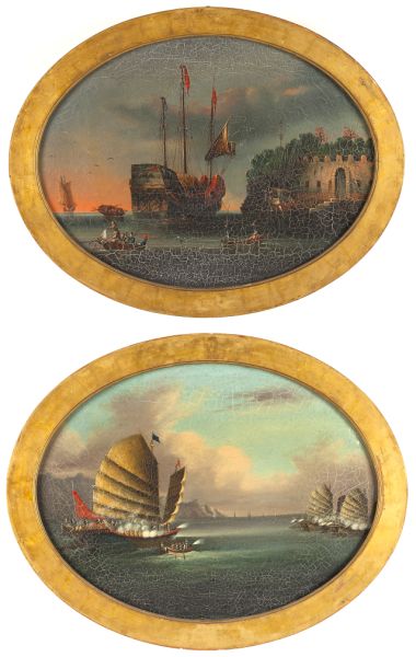 Pair of China Trade Paintings 19th