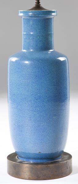 Chinese Monochrome Blue Vase Lampmounted 15b5ee