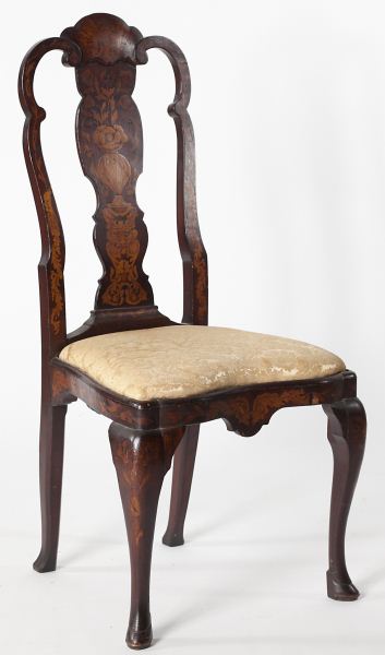 Dutch Marquetry Inlaid Side Chair19th 15b623