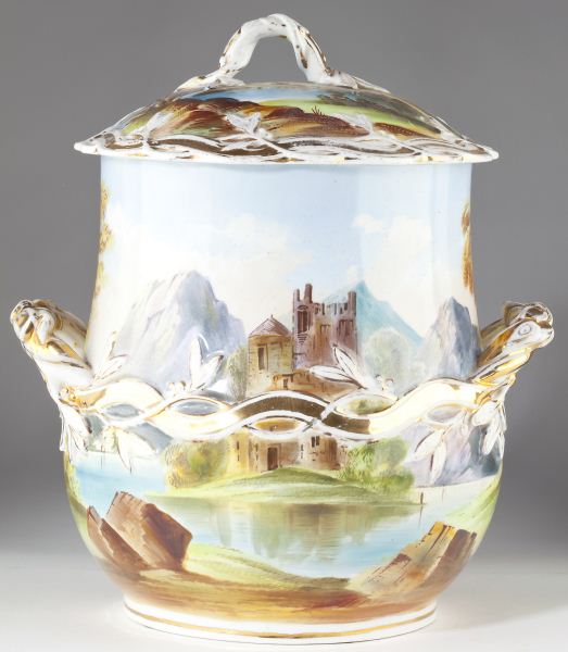 French Hand-Decorated Lidded Urnmid-19th