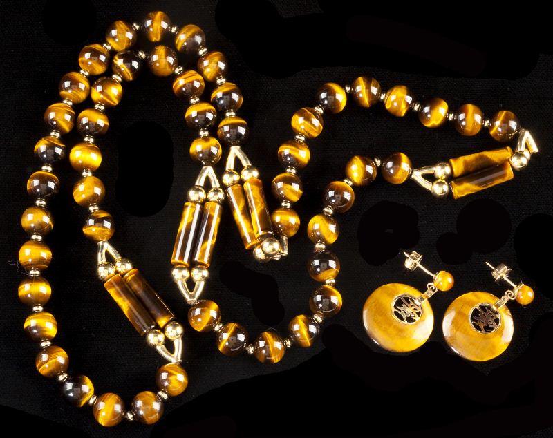 Gold and Tiger Eye Bead Necklace and