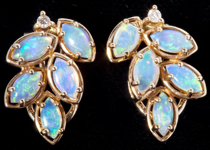 Opal and Diamond Earclips Hardy