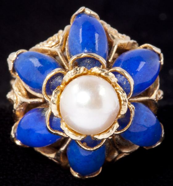 Gold Pearl and Lapis Ringcentering 15b6c8