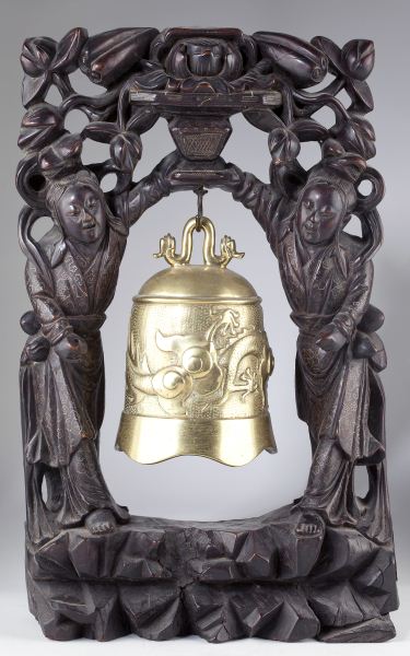 Chinese Temple Bell with Carved