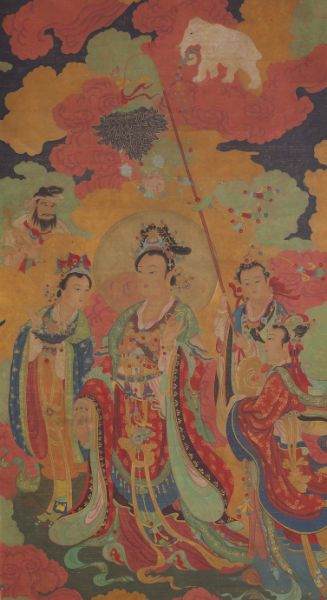 Large Antique Chinese Scroll Paintingmixed