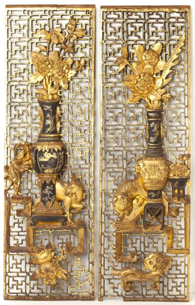 Two Chinese Carved and Gilded Wall 15b6fe