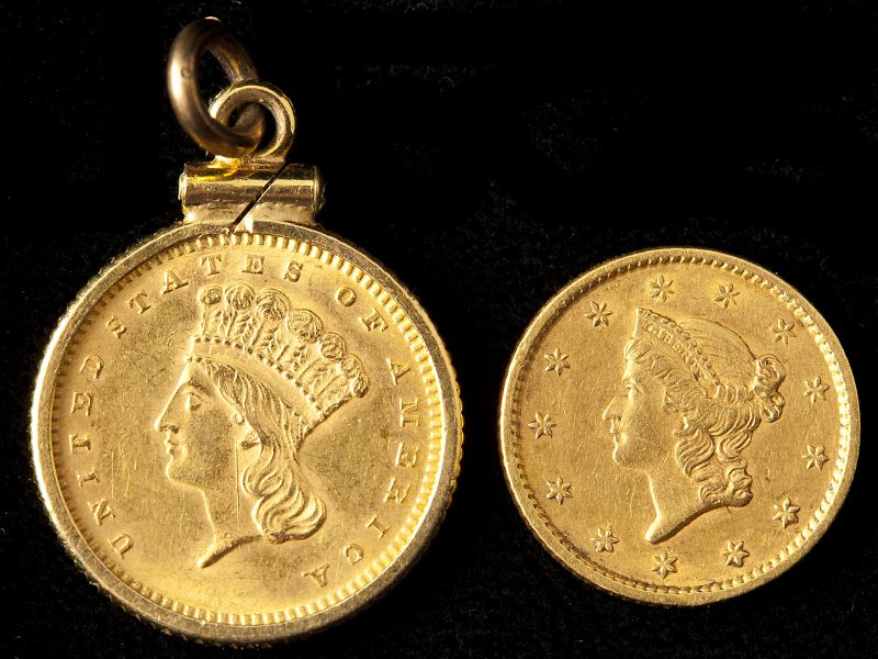 Two 1 Gold Coinsas follows 1852 15b72f
