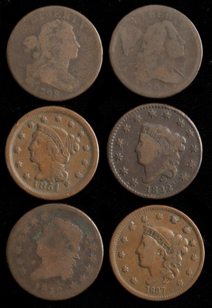 Six-Piece Large Cent Type Setto