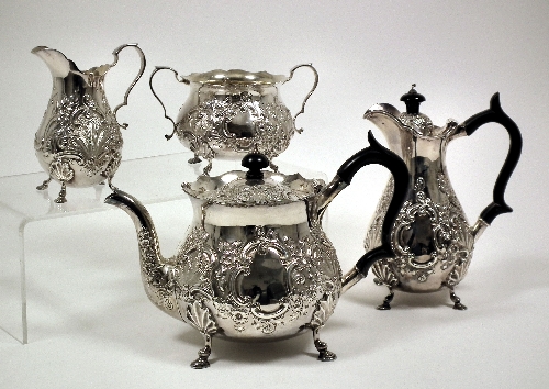 A late Victorian silver four piece tea