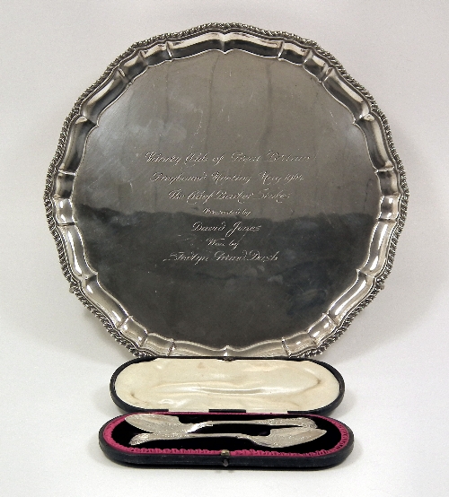 A George V silver circular salver