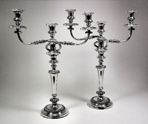 A pair of 19th Century plated three