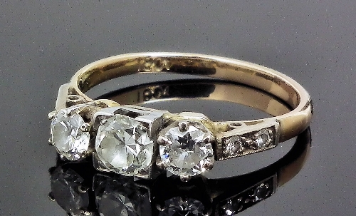 A 1950s 18ct gold mounted three