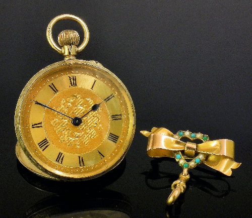 A lady's Swiss 9ct gold open faced