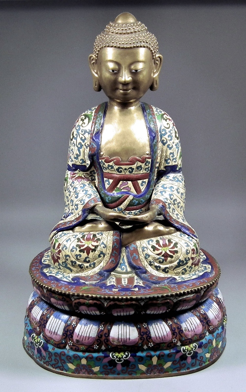 A Chinese gilt bronze and cloisonne