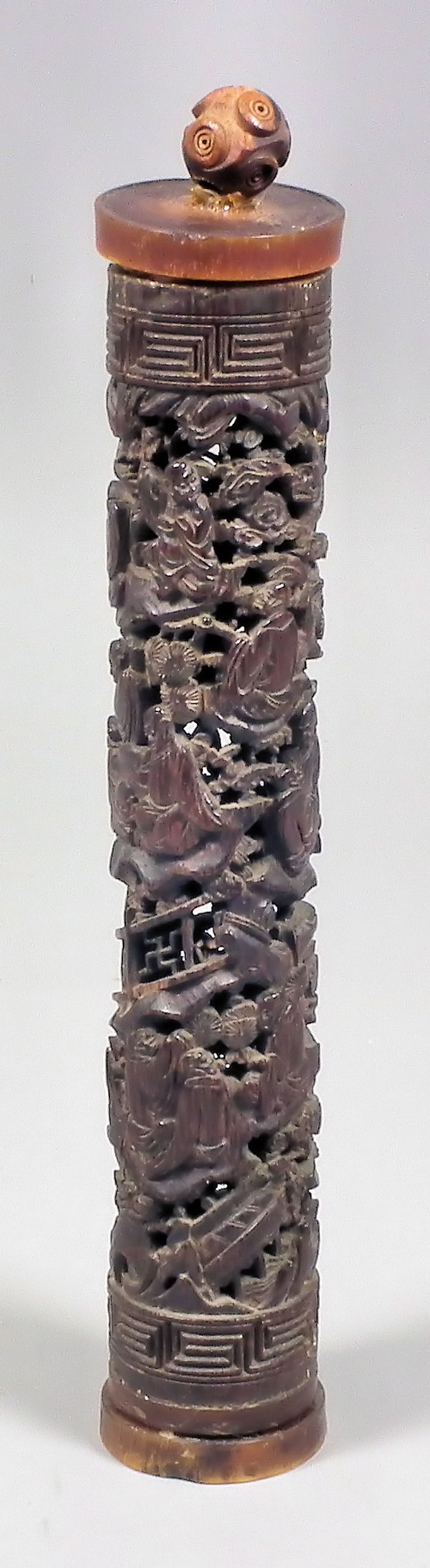 A Chinese pierced bamboo parfumier carved