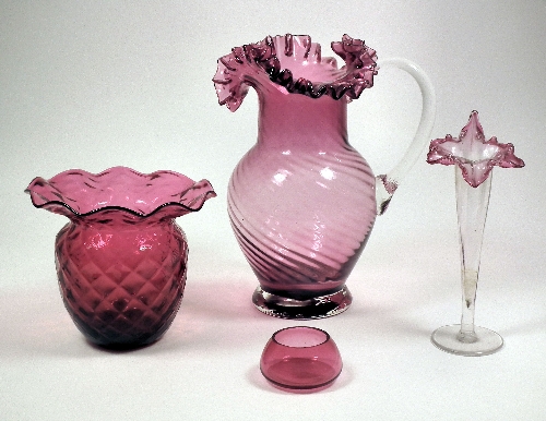 A Victorian cranberry glass bulbous