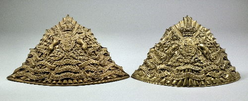 Two gilt brass Lancers caps relating