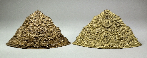 Two embossed gilt brass Lancers