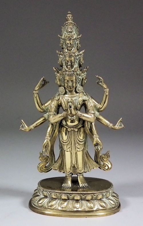 An Indian cast brass model of an eight