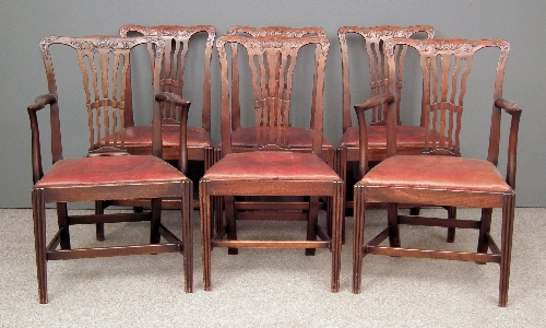 A set of six mahogany dining chairs