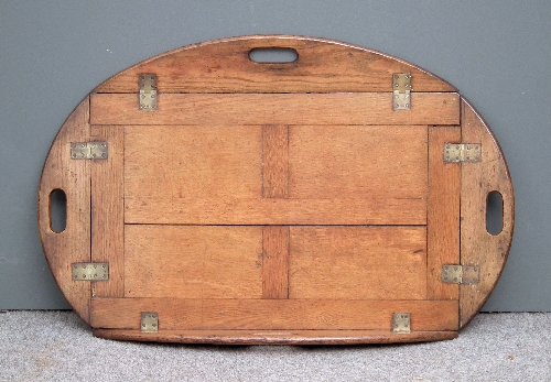 A Victorian butler's oak oval tray