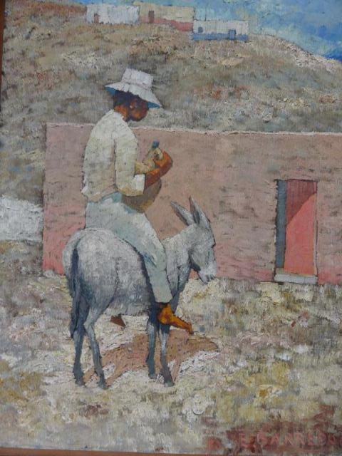 BARREDA E. Oil on Canvas Boy on Burro.A