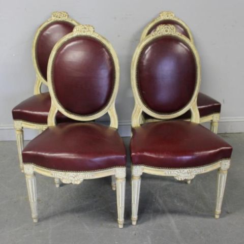 Four Louis XVI Leather Upholstered 15e291