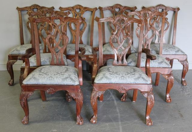 8 Chippendale Style Mahogany Dining 15e2a1