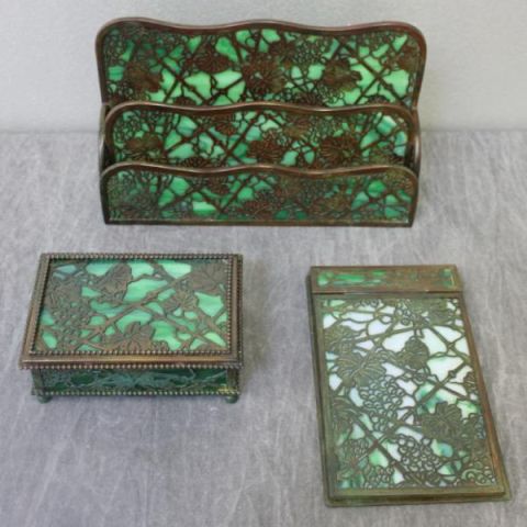 TIFFANY STUDIOS. Partial Desk Set Including