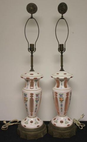 Pair of Bohemian Cut to Clear Lamps From 15e2f5