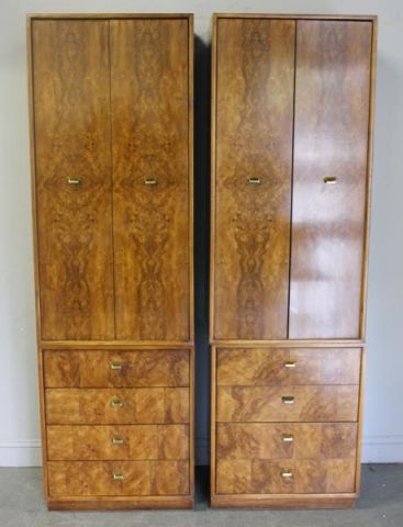 2 Burl Walnut Cabinets.From a Larchmont