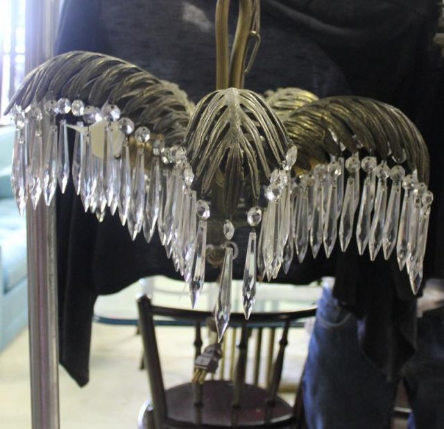 Vintage Bronze Palm Leaf Form Chandelier.From