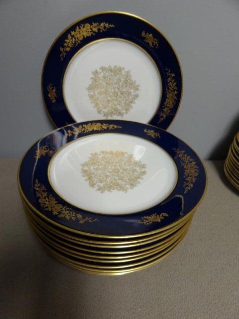 12 Rosenthal Blue Decorated Dinner Plates.From