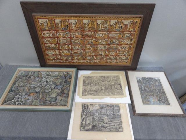 Lot of 5 Assorted Balinese Paintings From 15e3c1