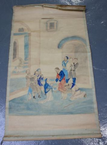 Unusual Chinese Watercolor Scroll From 15e3ca