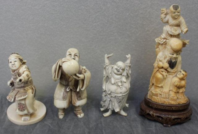 4 Asian Ivory Figures From a Jamaica 15e3e2