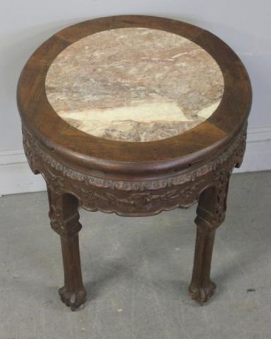 Asian Carved Wood and Marbletop