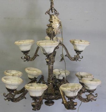 Antique Silverplated Bronze ChandelierWith 15e411