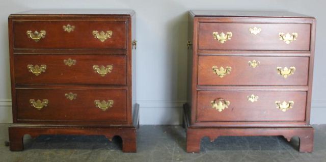 Pair Mahogany Night Stands Labeled