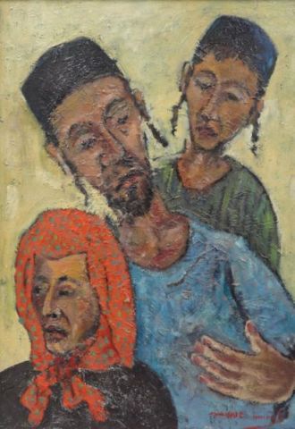 SMIRA Shaoul Oil on Burlap Yemenites Signed 15e43e