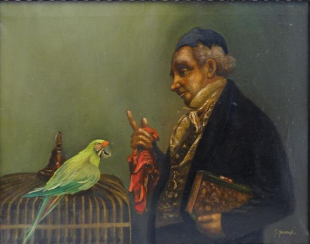 Signed Oil on Canvas of Man with