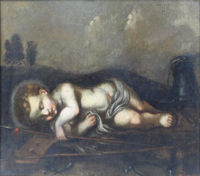Old Master Oil on Canvas of Sleeping 15e449