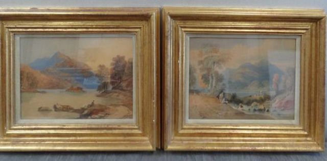 Pair of Unsigned 19th Century WatercolorLandscapes  15e451