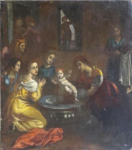Old Master Oil on Canvas Birth 15e454